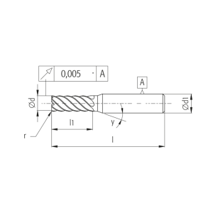 Фреза чистовой обработки 12.0x78 L1 = 25 R = 2.0 Z = 6 TiAlN
