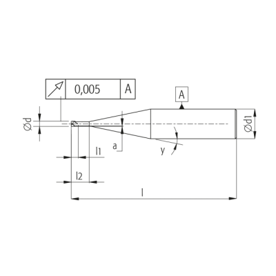 Микрофреза цилиндрическая торцевая 0.4x51x4 L2 = 2.00 Z = 2 TiAlN
