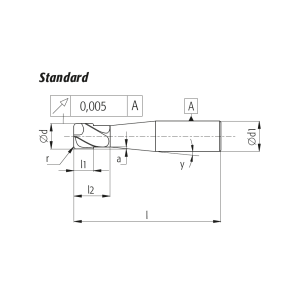 Фреза тороидальная 8.0x78 R = 0.5 L2 = 16 Z = 4 TiAlN +