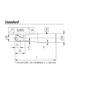Фреза тороидальная 3.0x78 L2 = 15 R = 1,0 Z = 2 TiAlN