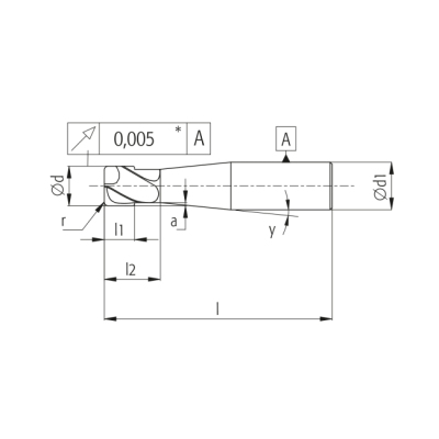 Фреза тороидальная 6.0x78 L2 = 35 R = 1.5 Z = 4 TiAlN